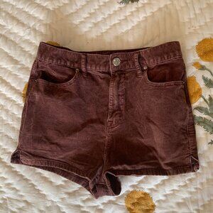 Corduroy Maroon BDG High-Waisted Shorts
